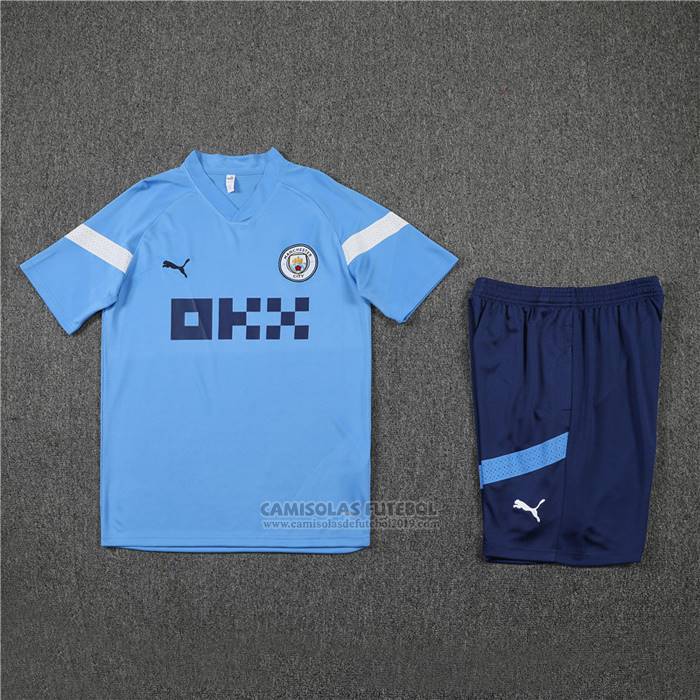 Fato de Treino Manchester City Manga Curta 2022-2023 Azul - Calcas Curta